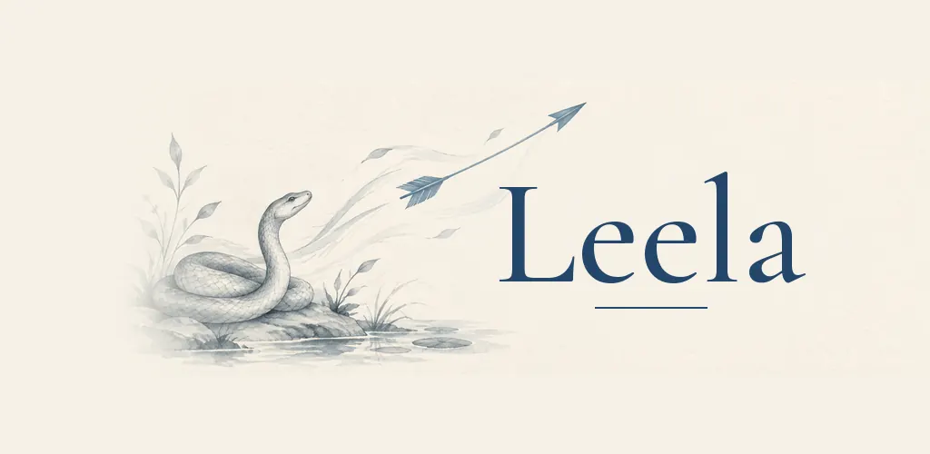 Ink banner: a coiled snake on the left and a blue arrow flying up to the right